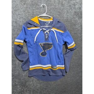Fanatics St Louis Blues Hockey Jersey Style Hoodie Youth S NHL Lace Up Blue Gold